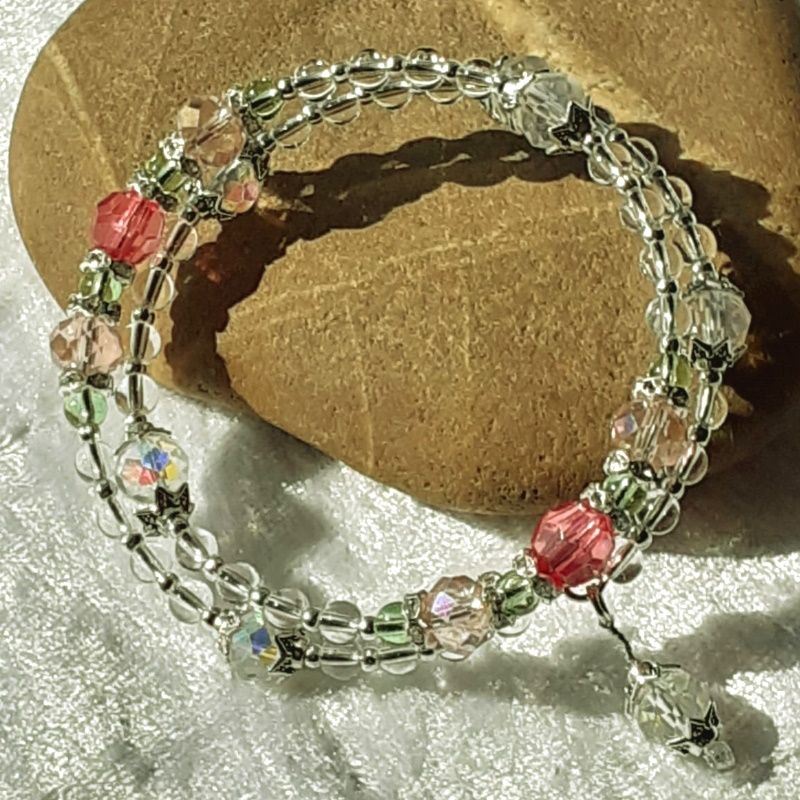  - Perlen-Armreifen Armband in Pastell-Farben in Geschenkverpackung, Perlen, handgearbeitet * Mode-Schmuck
