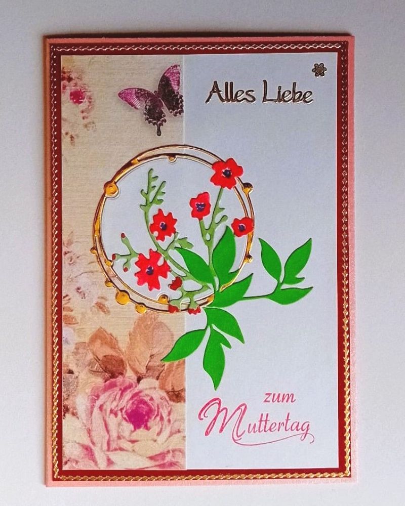  - Muttertagskarte, Glückwunschkarte, Alles LiebeGute ... in deutscher Sprache, Karte mit Umschlag Handarbeit Muttertag, Motherday Mutter Perlmutt