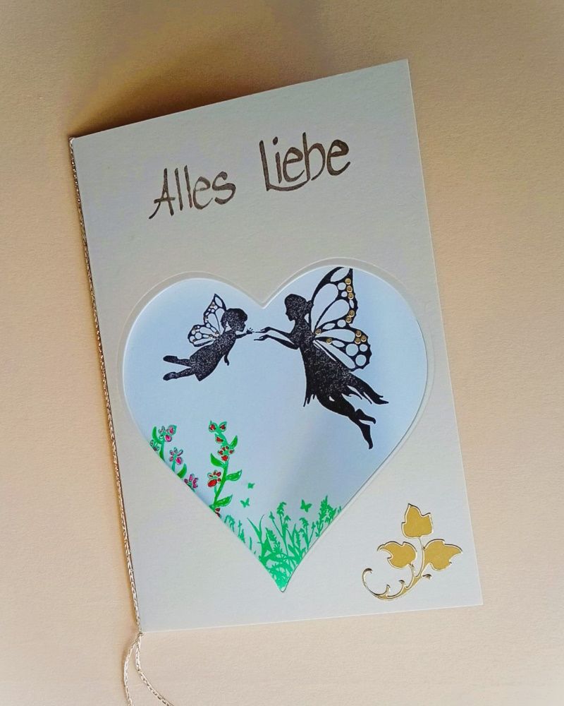  - Muttertagskarte, Glückwunschkarte, Alles Liebe... in deutscher Sprache, Karte mit Umschlag Handarbeit Muttertag, Motherday Mutter Mutti Elfen