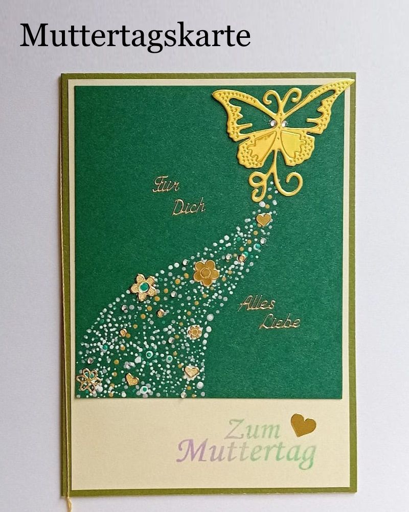  - Muttertagskarte, Glückwunschkarte, Alles Liebe... in deutscher Sprache, Karte mit Umschlag Handarbeit Muttertag, Motherday Mutter Mutti Schmetterling