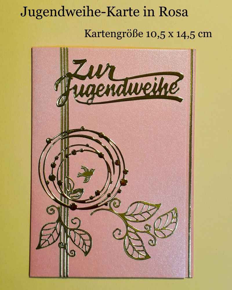  - Jugendweihe-Karte, Glückwunschkarte herzlichen Glückwunsch für Mädchen 10,5 x 14,5 cm  Rosa