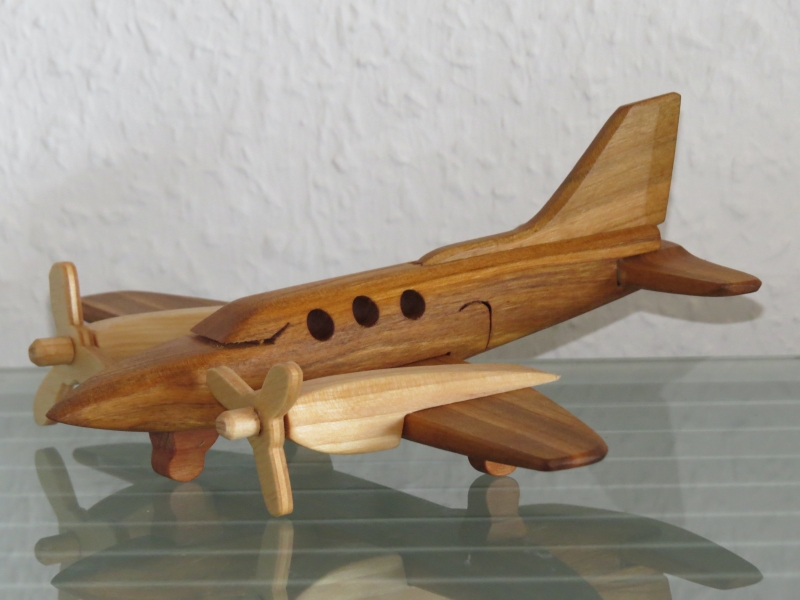  - Flugzeug Flieger Privatjet Kleinflugzeug Jet Holz Handarbeit Modell 