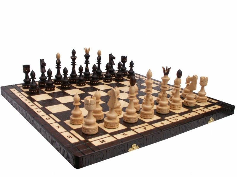  - Sehr großes Schach Schachspiel Schachbrett 54 x 54 cm Holz Handarbeit braun