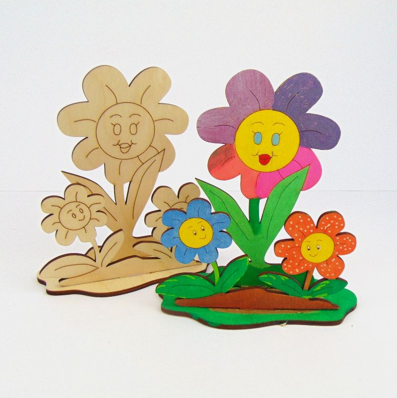  - Kindergeburtstag Sonnenblumen Blumenliebhaber,  Kreativset zum bemalen aus Holz