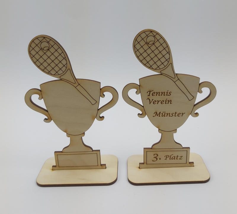  - Tennis Wettbewerb Holz Pokal Personalisiert Logo Meisterschaft Turnier Schläger