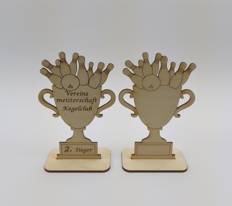  - Bowling Wettbewerb Holz Pokal Personalisiert Logo Meisterschaft Turnier Pins
