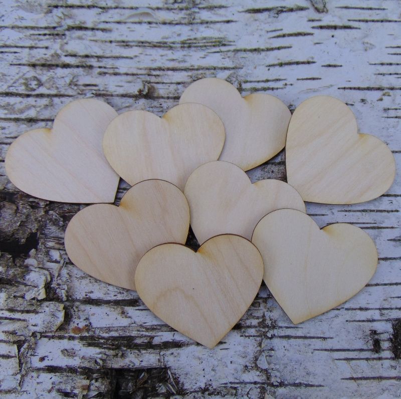  -  ♥ Herzen ♥8 Stck Holzherz.5 cm aus Birkenholz, zum bemalen, Hochzeitstischkarte Tischdeko  