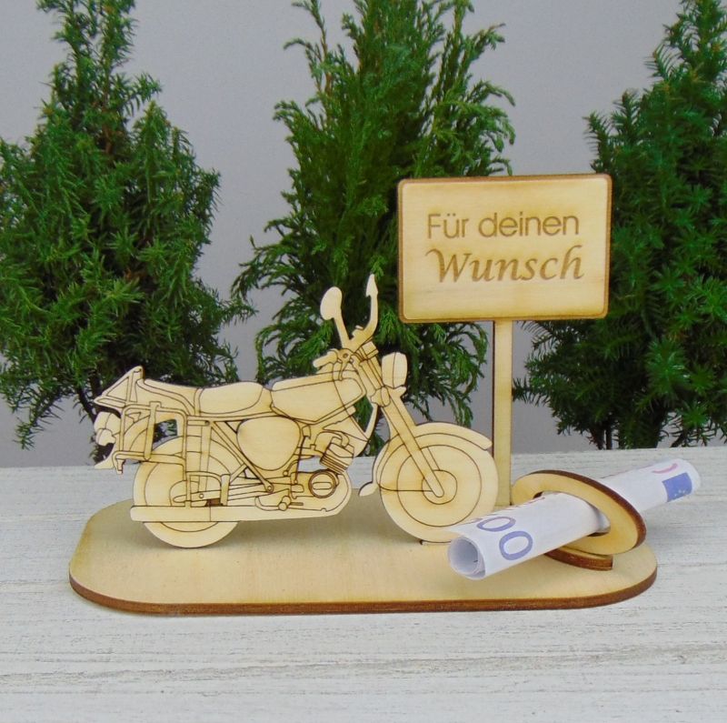  - Gutscheingeschenkset ★ Moped aus Holz mit Aufschrift - Für deinen Wunsch