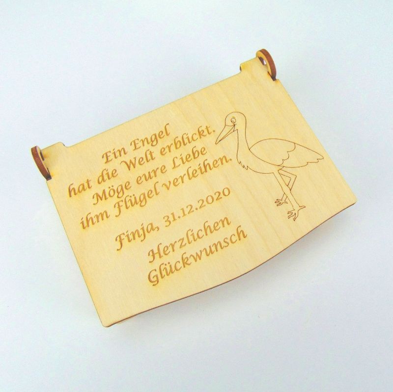  - Geschenk zur Taufe Schatulle Geschenk zur Geburt Geld schenken Kiste aus Holz Holz B3-GST05