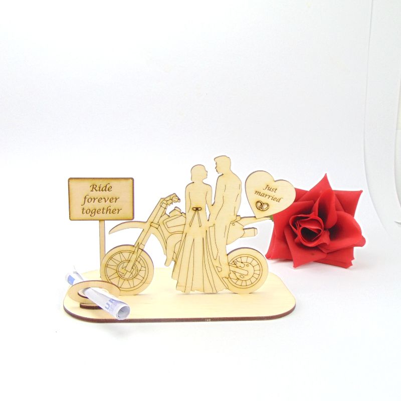 - Geschenk für eine Biker Hochzeit Cross mit Brautpaar Ride forever together 