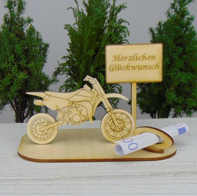  - Geldgeschenk Cross Motorrad Führerschein  Geschenk für jeden Anlass, Geburtstag -Herzlichen Glückwunsch..K20   