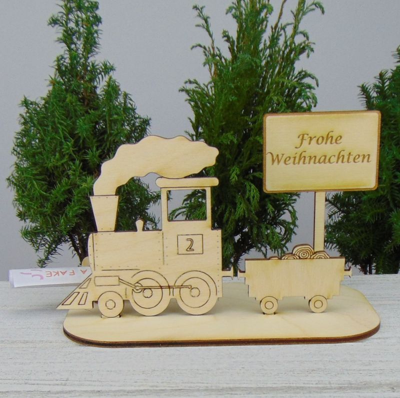  - Geldgeschenk für einen Eisenbahner Zug mit Wagon Ortsschild★ Reisen mit Bahn Lokomotive Holz ★K71★ Frohe Weihnachten