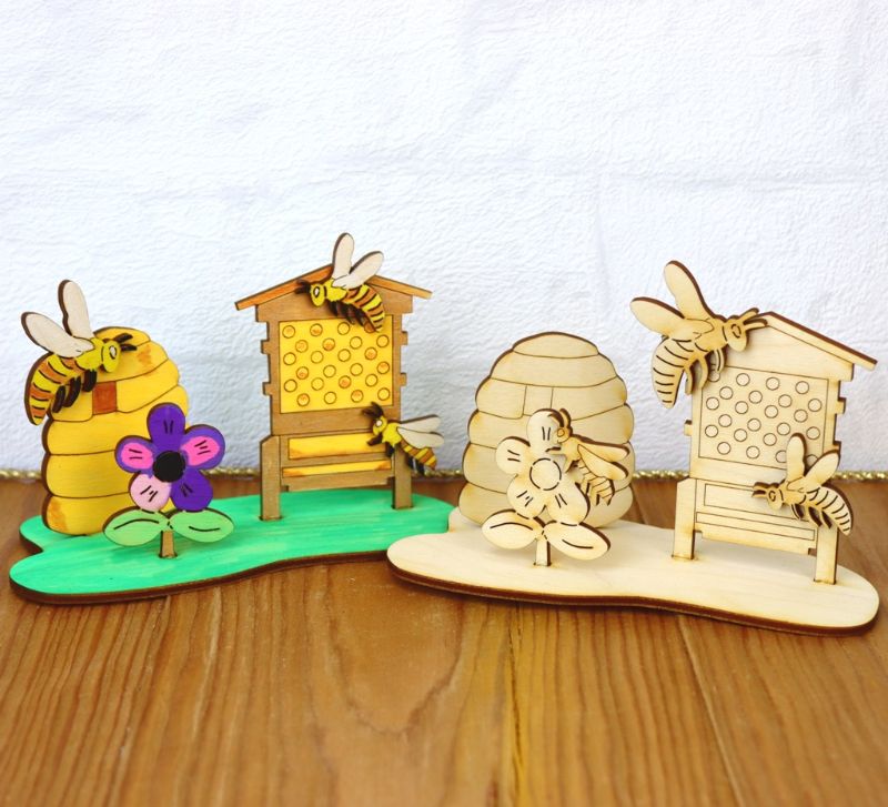  - Bastelset aus Holz♥Bienen mit Bienenstock♥Kombination aus Malen und Basteln regt die Fantasie an und fördert die Kreativität