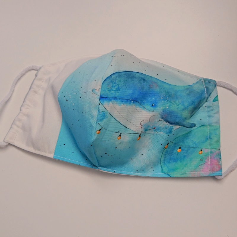  - Mund - und Nasen - Maske mit Walen, 2 lagig aus dünner Baumwolle  , KEIN Virenschutz , handmade by la piccola Antonella