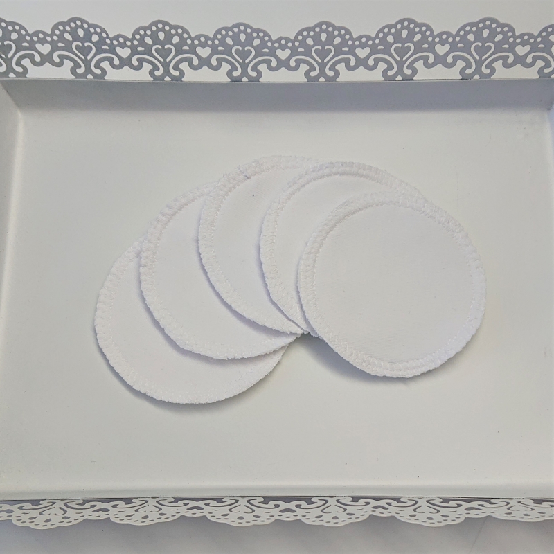 - Kosmetikpads , Abschminkpads aus Baumwolle in uni weiß, waschbar - wiederverwendbar , Set mit  5 Stück in 8 cm, handmade by la piccola Antonella