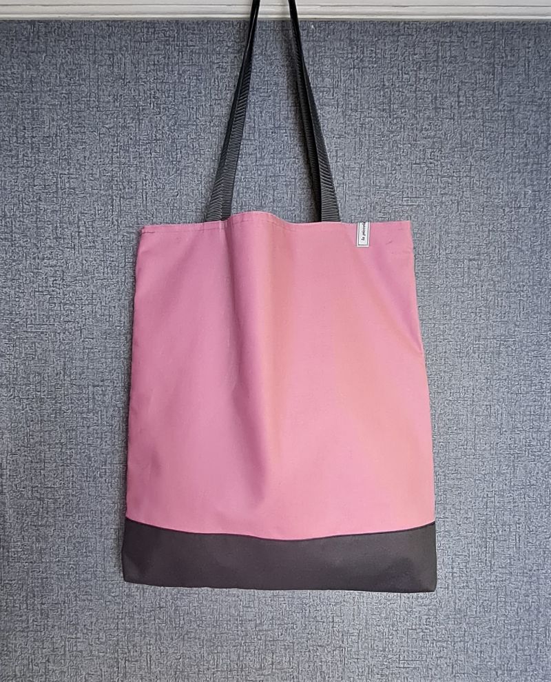  - Einfacher Shopper in rosa grau, Einkaufstasche, Beutel, Handmade by la piccola Antonella  