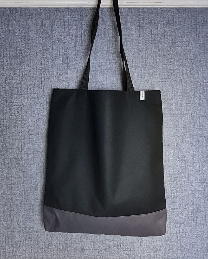  - Einfacher Shopper in schwarz grau, Einkaufstasche, Beutel, Handmade by la piccola Antonella    