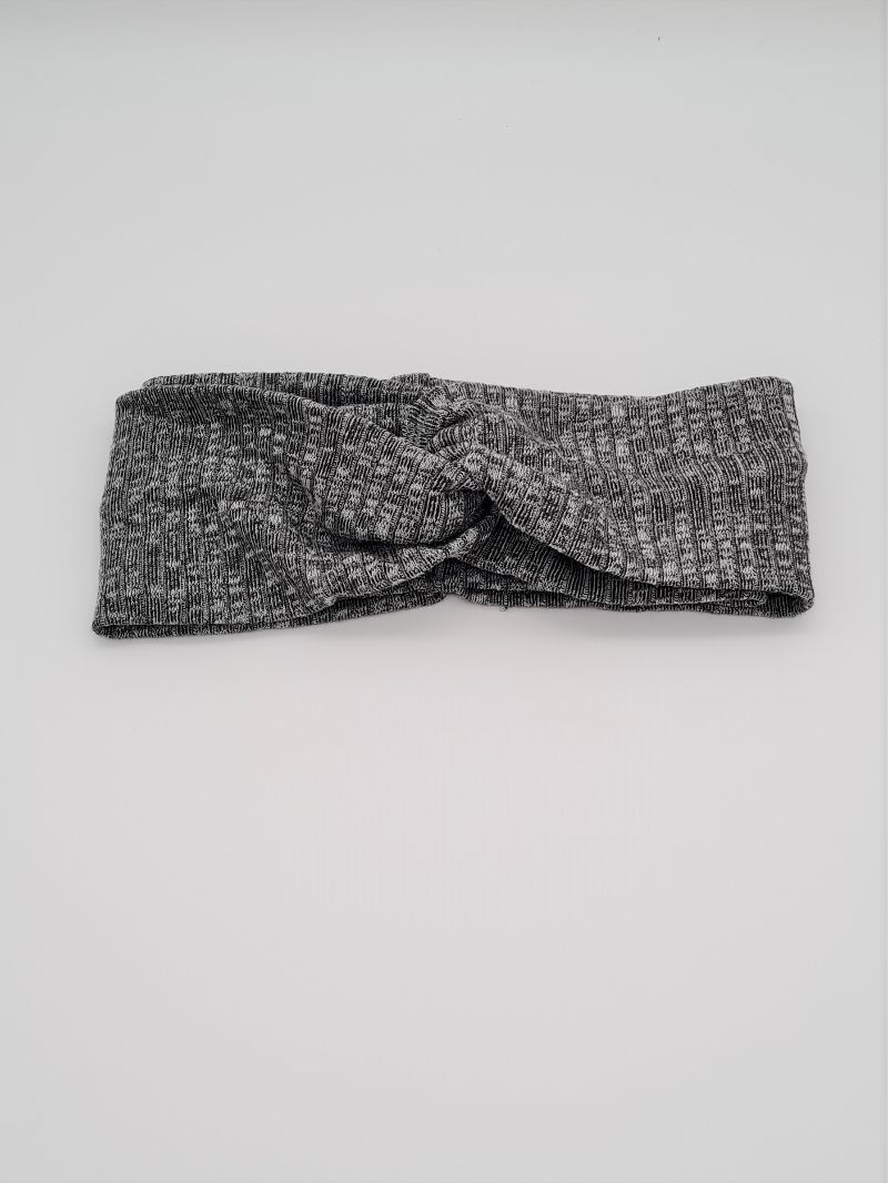  - Stirnband aus Strickstoff in grau, Knotenstirnband, Turbanstirnband, Bandeau, Haarband, handmade by la piccola Antonella