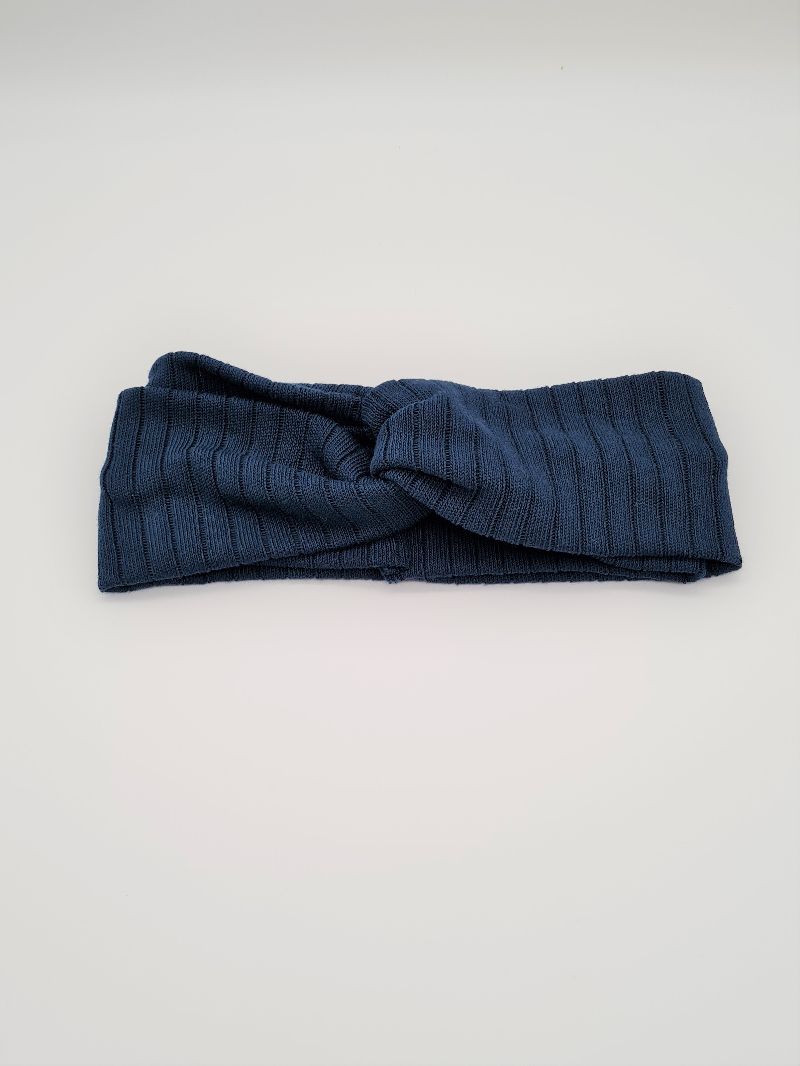  - Stirnband aus Strickstoff in blau, Knotenstirnband, Turbanstirnband, Bandeau, Haarband, handmade by la piccola Antonella   