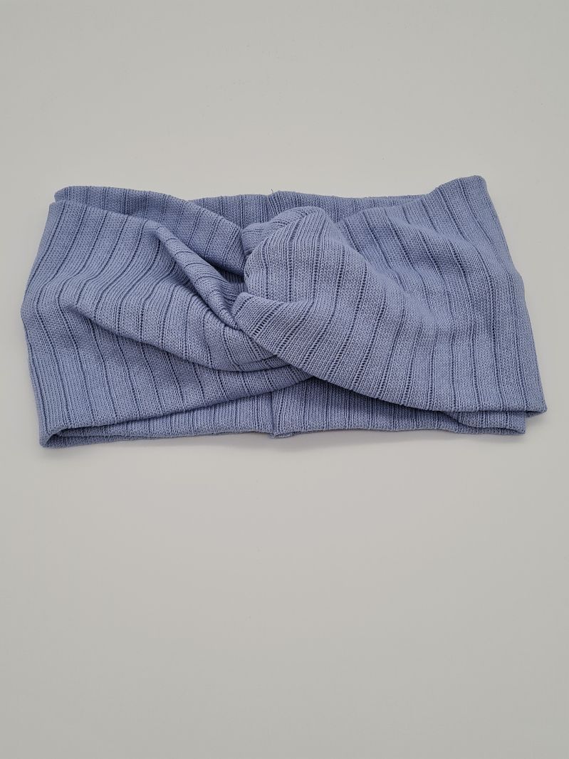  - Breites Stirnband aus Strickstoff in hellblau, Knotenstirnband, Turbanstirnband, Bandeau, Haarband, handmade by la piccola Antonella  