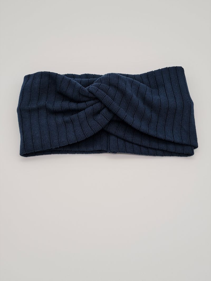  - Breites Stirnband aus Strickstoff in blau, Knotenstirnband, Turbanstirnband, Bandeau, Haarband, handmade by la piccola Antonella  