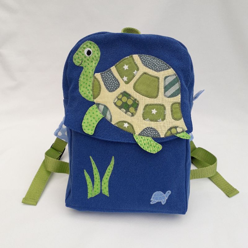 - Bunter Kinderrucksack mit Applikation 'Schildkröte'