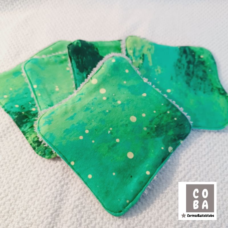  - Babywaschlappen grün 5er Set  Waschlappen Waschtuch Waschlappen für Babys wiederverwendbar umweltfreundlich