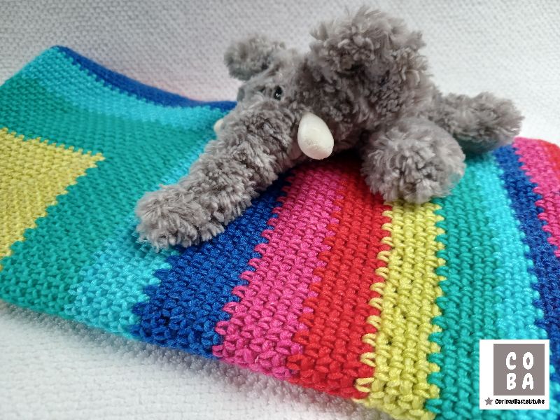  - Babydecke gehäkelt Regenbogen Regenbogen Kuscheldecke Baumwolle Geburtsgeschenk Taufgeschenk  