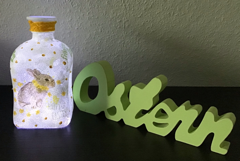  -  Leuchtflasche ♥ Vase ♥️ Osterhase ♥ upcycling ♥ Unikat- Ostern
