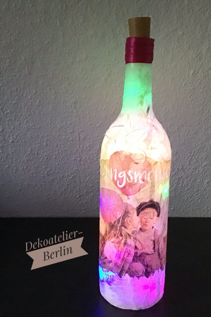  -  ♥ Leuchtflasche ♥ handmade ♥ Geschenk ♥️ upcycling ♥ Unikat - Lieblingsmensch
