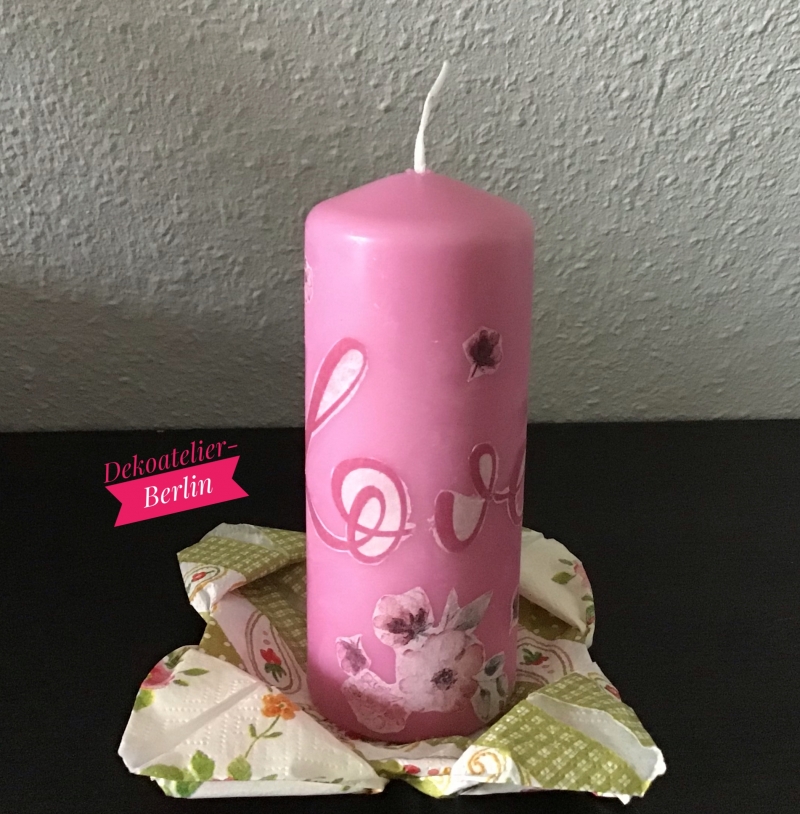  - Kerze pink ♥ 14 cm ♥️ Einzigartig♥ Geschenk ♥ upcycling ♥ Unikat  - Love 