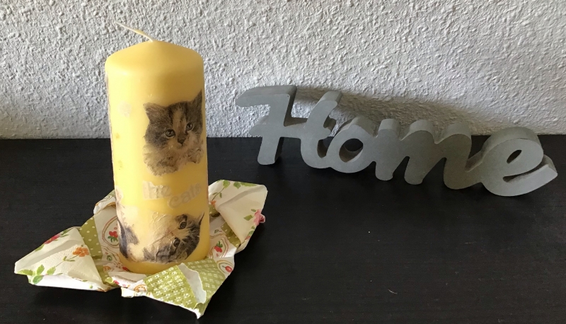 - Kerze gelb ♥ 14 cm ♥️ Einzigartig♥ Geschenk ♥ upcycling ♥ Unikat  -  Katzen