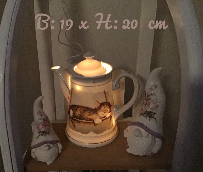 - Beleuchtete Kaffeekanne  ♥ Einzigartig♥ Geschenk ♥ Vintage ♥ Unikat  -  Schlafende Katze