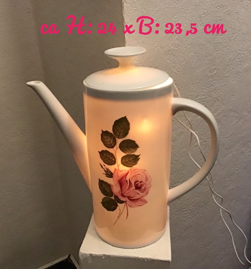  - Beleuchtete Kaffeekanne  ♥ Einzigartig♥ Geschenk ♥ Vintage ♥ Unikat  - Rose rosa