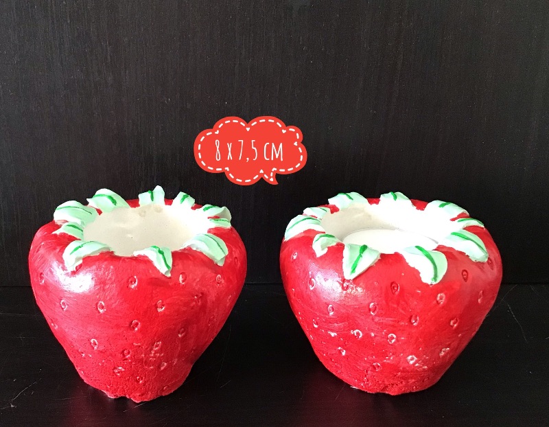  - Kerzenhalter ♥ 2er Set ♥️ Beton ♥️ Geschenk  ♥️ Einzigartig ♥ Unikat - Erdbeeren 