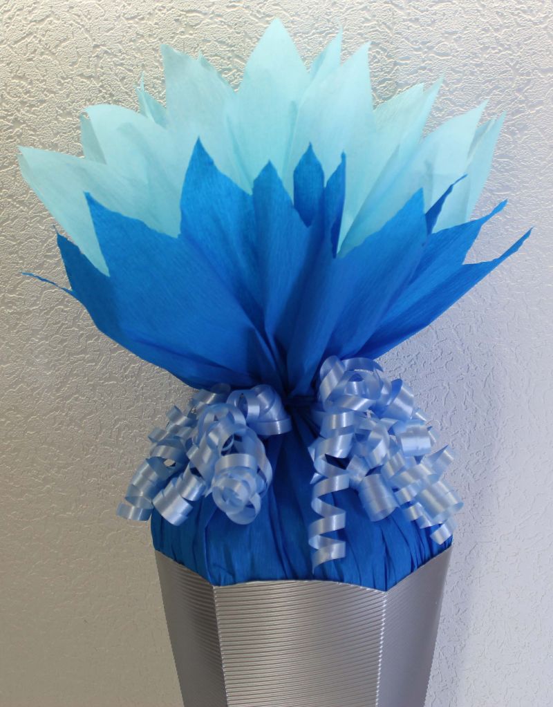  - Schultüte Zuckertüte Rohling zum selbst verzieren Rohling 70 75 80 85 90 100 cm / 1m für Jungs HANDARBEIT blau silber hellblau türkis