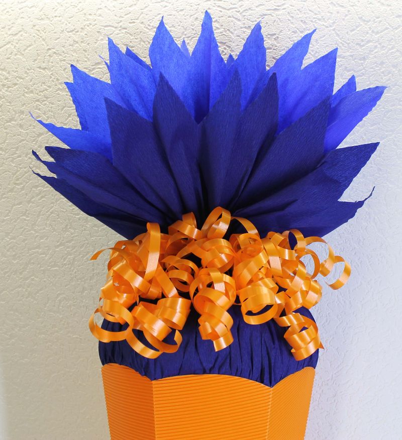  - Schultüte Zuckertüte Rohling zum selbst verzieren Rohling 70 75 80 85 90 100 cm für Jungs HANDARBEIT dunkelblau orange
