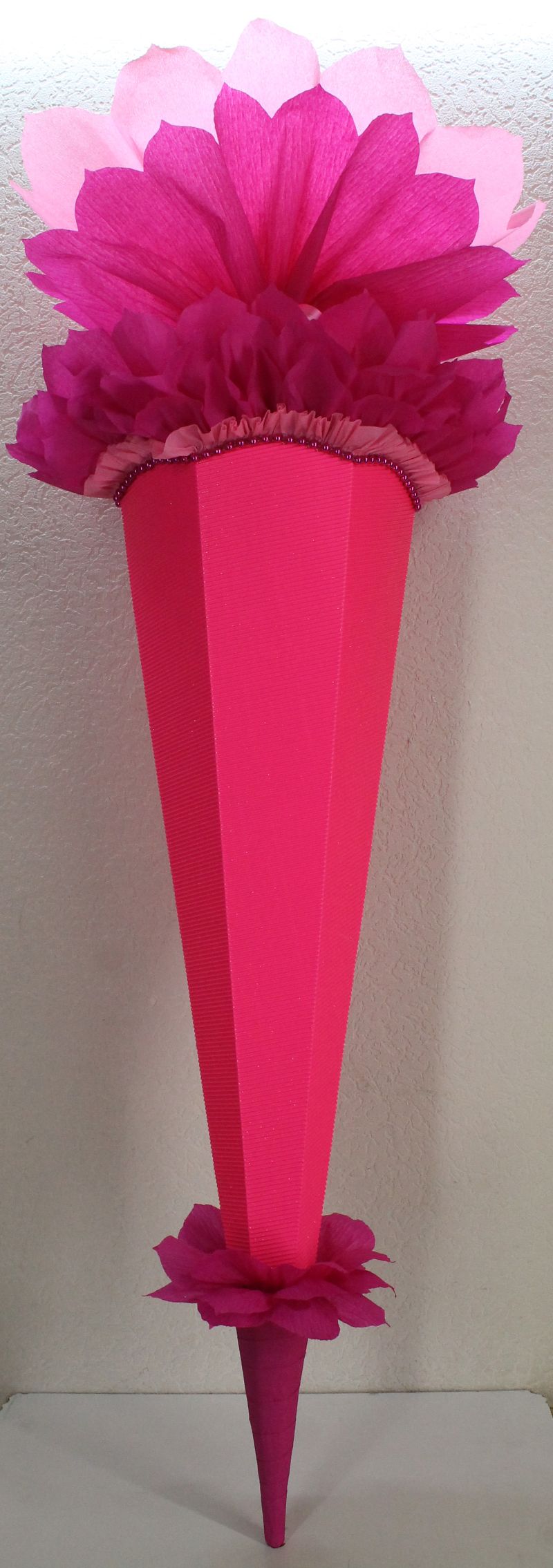  - Schultüte Zuckertüte Rohling zum selbst verzieren Rohling 70 75 80 85 90 100 cm / 1m für Mädchen HANDARBEIT pink rosa leuchtpink