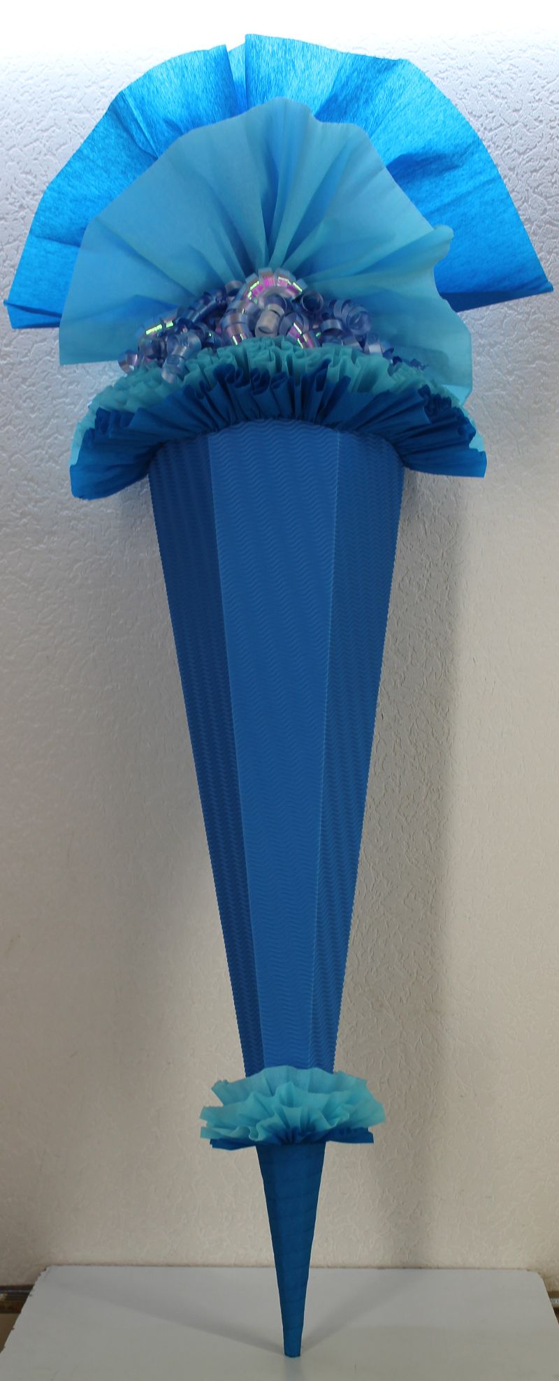  - Schultüte Zuckertüte Rohling zum selbst verzieren Rohling 70 75 80 85 90 100 cm / 1m für Jungen HANDARBEIT blau hellblau