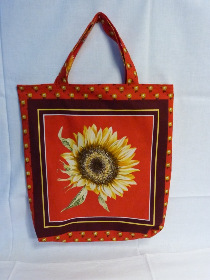 - Wendetasche Einkaufstasche aus Baumwollstoff Sonnenblumen