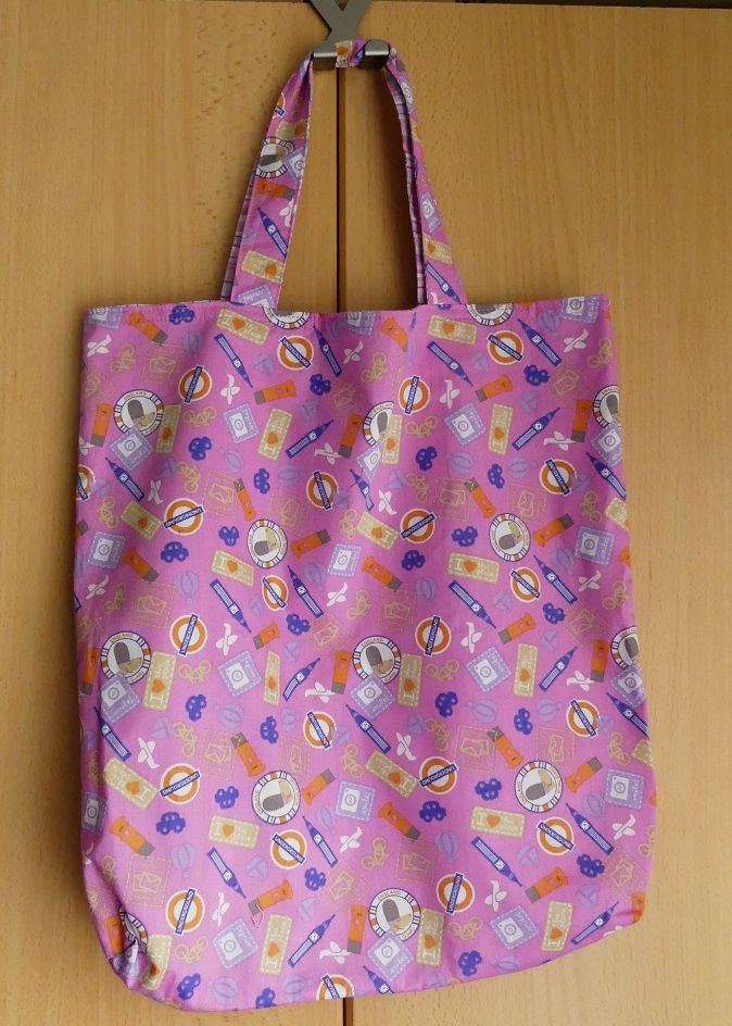  - Wendetasche Einkaufstasche Baumwolltasche rosa mit Urlaubssymbole England