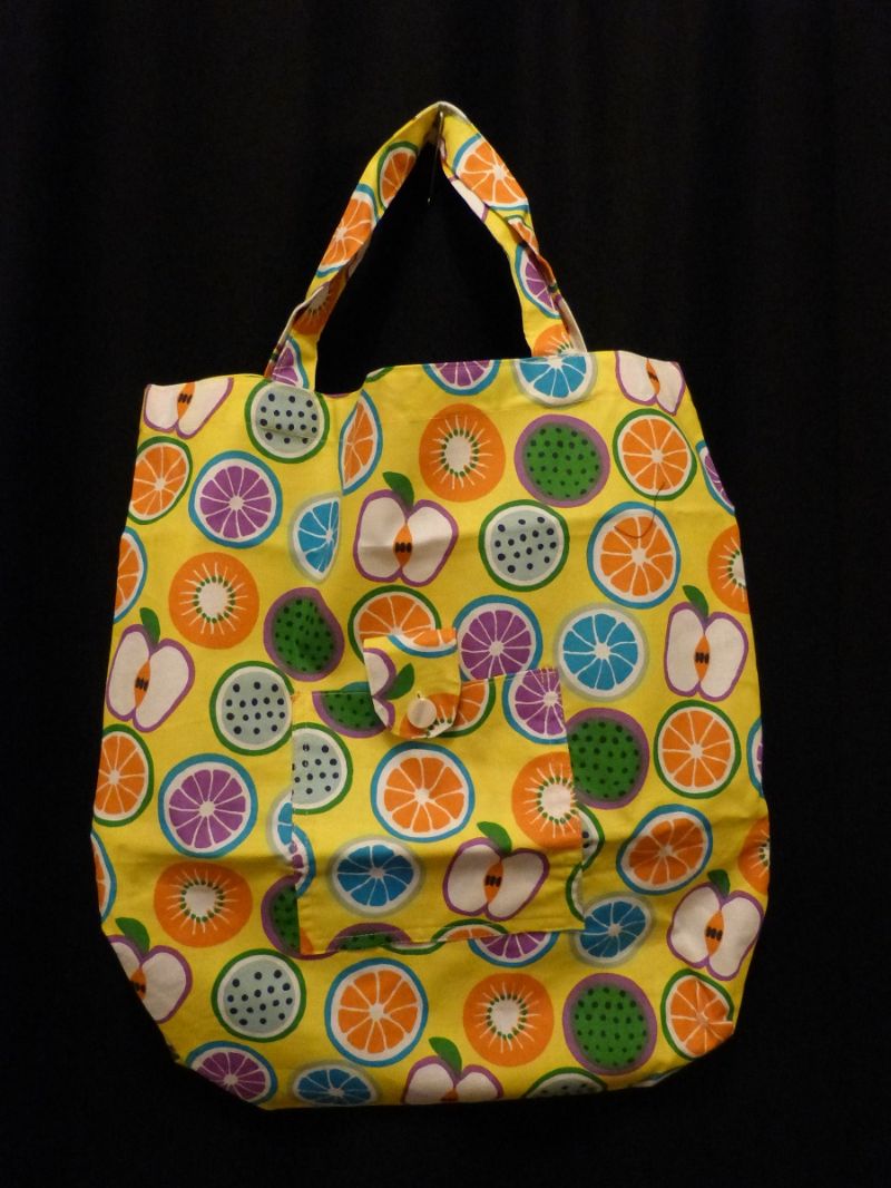  - Einkaufstasche aus Baumwolle zusammenfaltbar - Obst, Apfel, Ananas und Melone