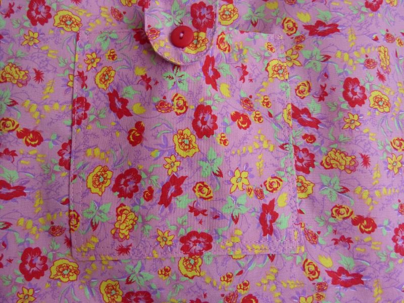  - Einkaufstasche aus Baumwolle zusammenfaltbar - rosa mit Blümchen in rot und gelb