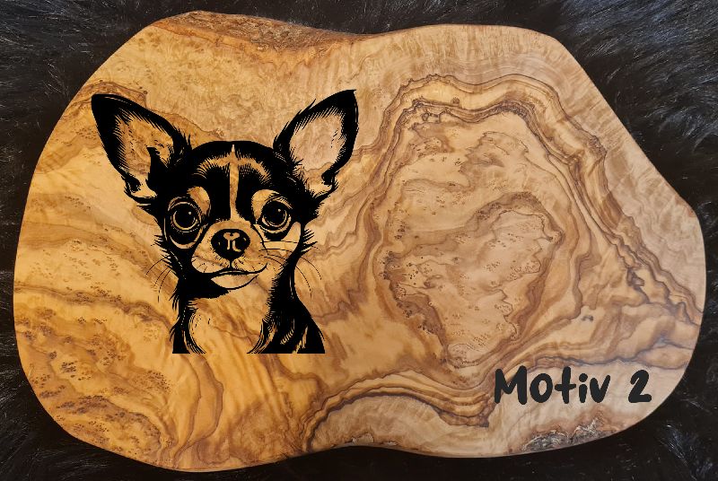  - Olivenholz Frühstücksbrett Schneidebrett Holz Brett Geschenk für Hundebesitzer Chihuahua Hundeliebhaber Haustiere Hunde