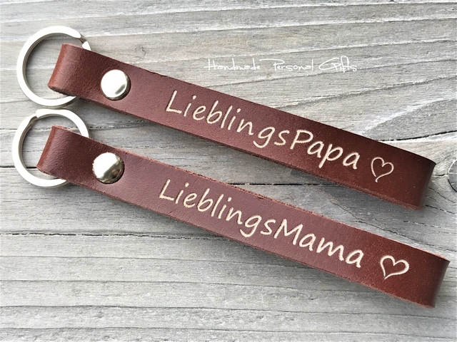  - Schlüsselanhänger aus Leder, Set, Lieblingsmama,  Lieblingspapa, Namen oder kleinen Text, beste mama, einzigartiges Geschenk