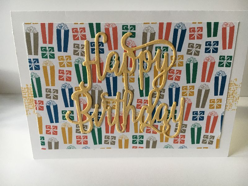  - Glückwunschkarte zum Geburtstag mit Grusstext in Handarbeit gefertigt aus Karton 