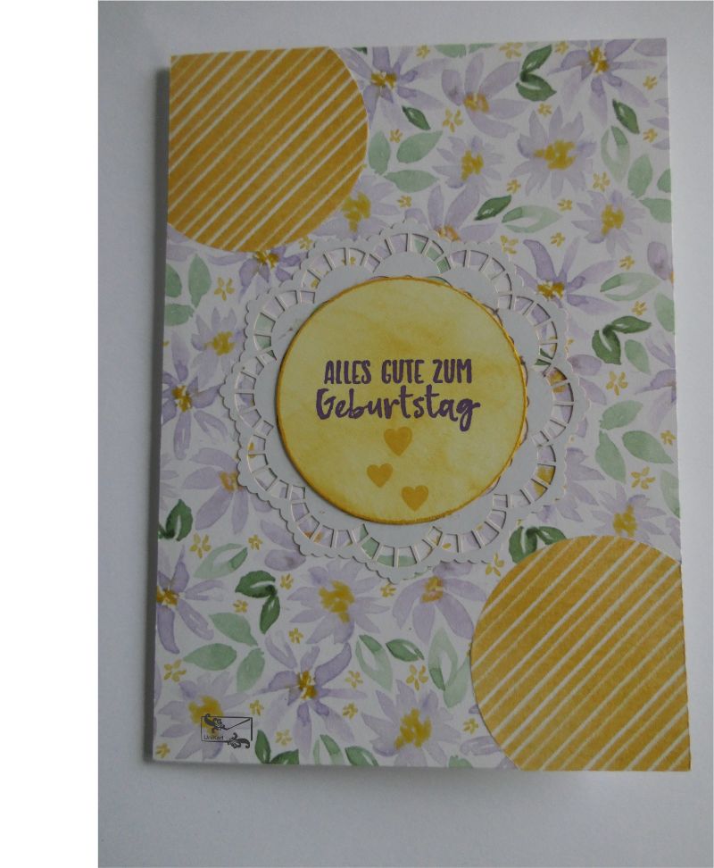  - Stampin'Up! Handgefertigte Geburtstagkarte mit Grußtext In Pastellfarben und Blüten 