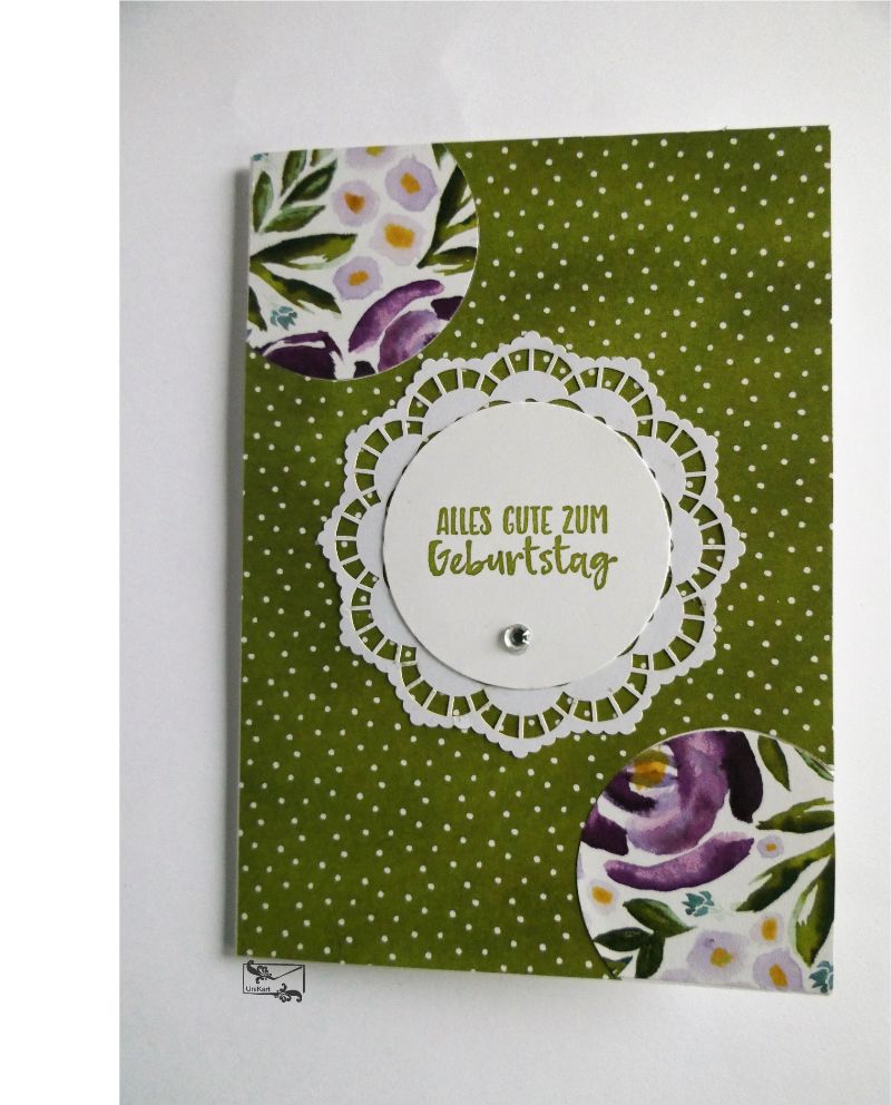  - Stampin'Up! Geburtstagkarte mit Grußtext In Pastellfarben und Blüten Handarbeit