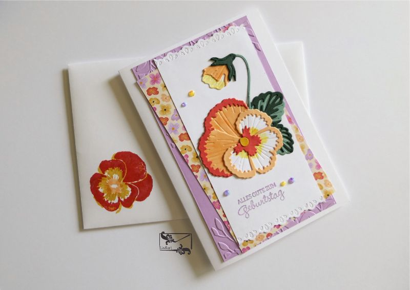  - Stilvolle Geburtstagskarte Grußkarte mit Stiefmütterchen ©Stampin up!