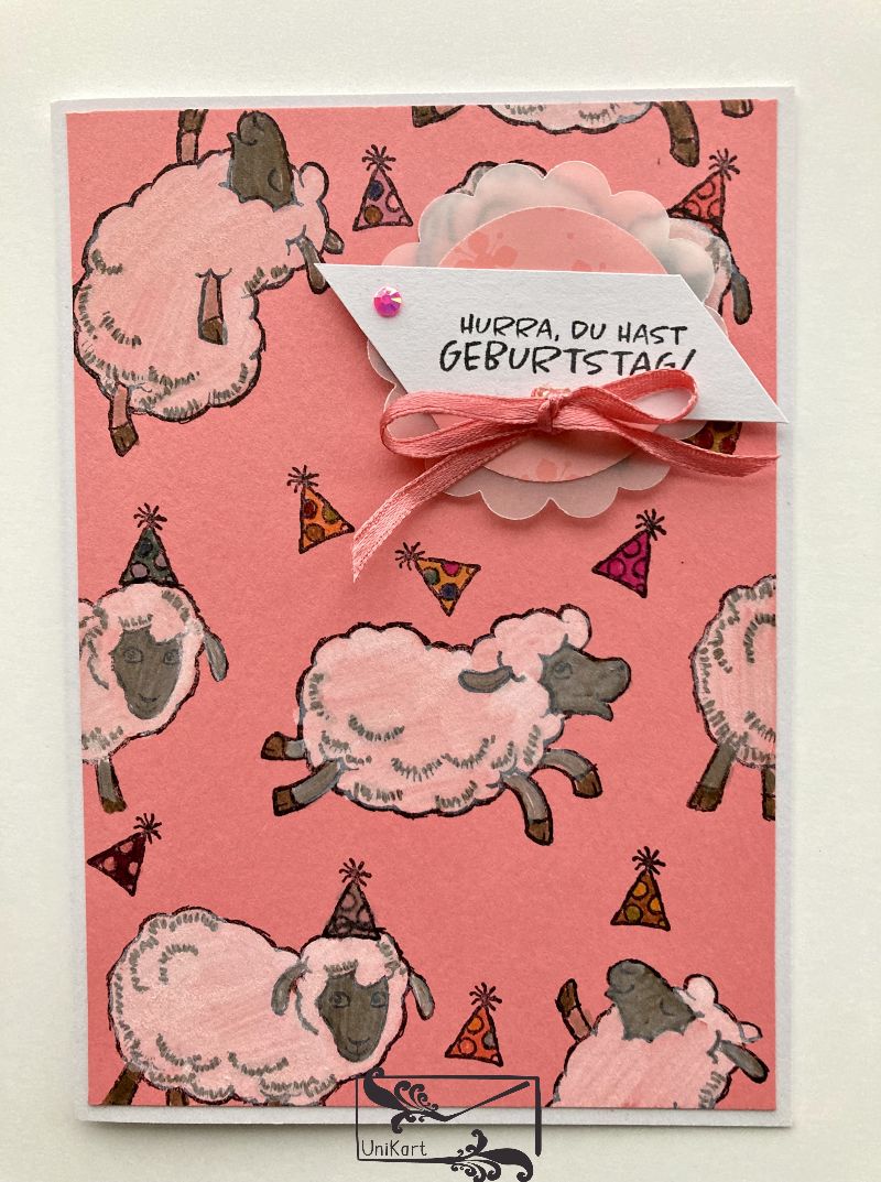  - Kinder Glückwunschkarte Geburtstagskarte mit Schafen Handgefertigt mit Stampin Up Produkten  